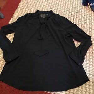 Dress Shirt with lace detail and bow knot neck XL